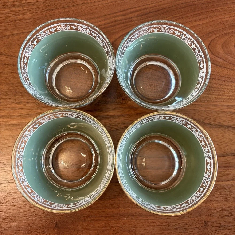Set of 4 Vintage Jeanette Hellenic Green Wedgewood Jasperware Dessert Cups MCM